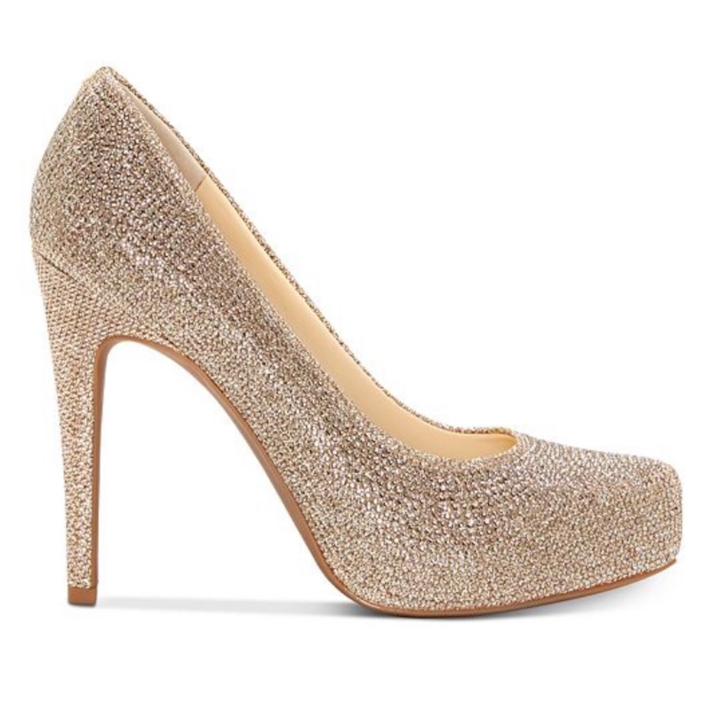 Jessica Simpson: crystal gold platform pumps